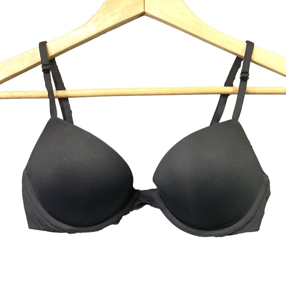 Victorias Secret Multiway Plunge Push Up Bra 32C Black Underwire Smooth Cup 32 C